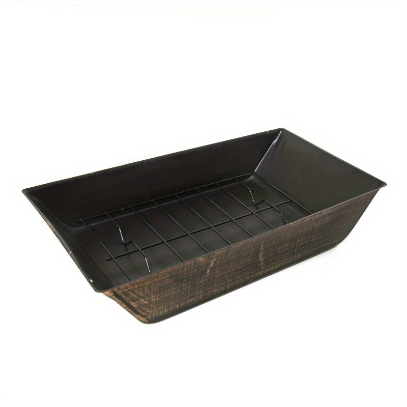 37 Inch Rectangular Metal Outdoor Wood Burning Fireplace Built-in Log Storage Poker Brushed Bronze Fire Pit for Patio Garden Backyard