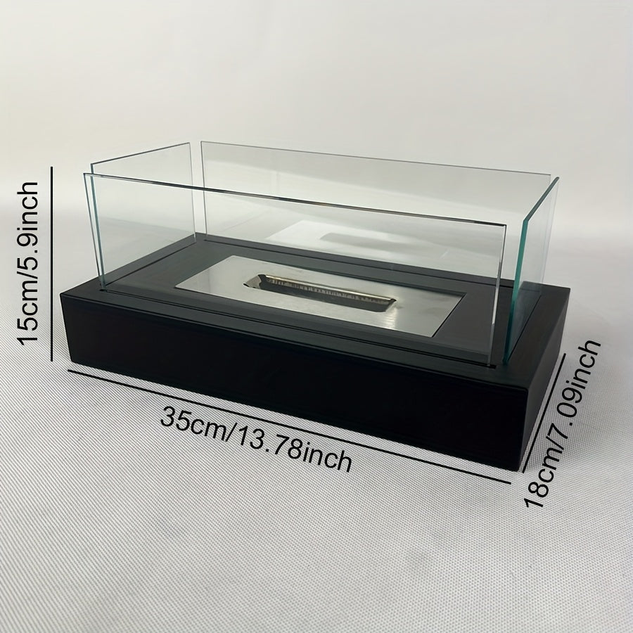 Real Fire, Glass Top, Autumn Winter Four-Piece Rectangular Glass Top Real Fire Alcohol Fireplace Heater - Indoor and Outdoor Use in Autumn and Winter