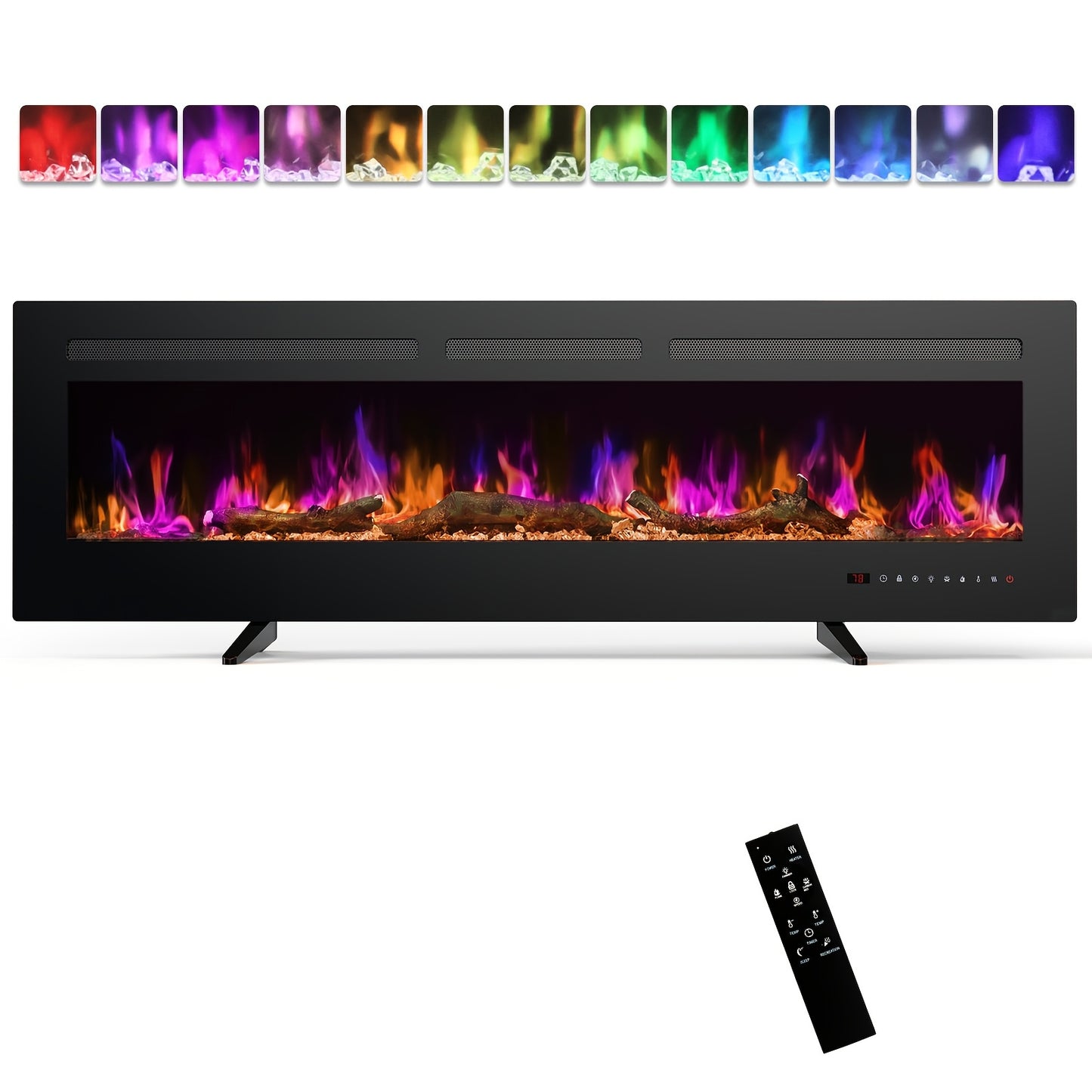 Multifunctional Electric Fireplace 3 Sizes Adjustable Electric Fireplace - Classic Black, Multiple Functional Modes - Suitable For Winter Atmosphere