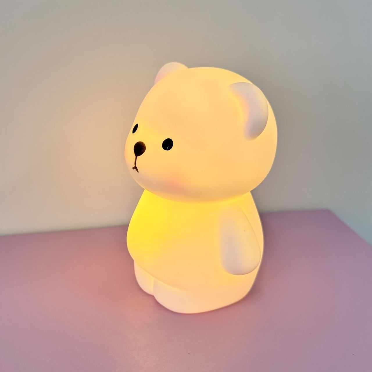 1pc Cute Bear-Shaped Night Light 1pc Cute Bear-Shaped LED Night Light - Battery-Powered, Warm Glow Desk Lamp with Cartoon Design - Ideal for Bedroom, Living Room Decor & Perfect Spring Gift for Girlfriends, Classmates, Family