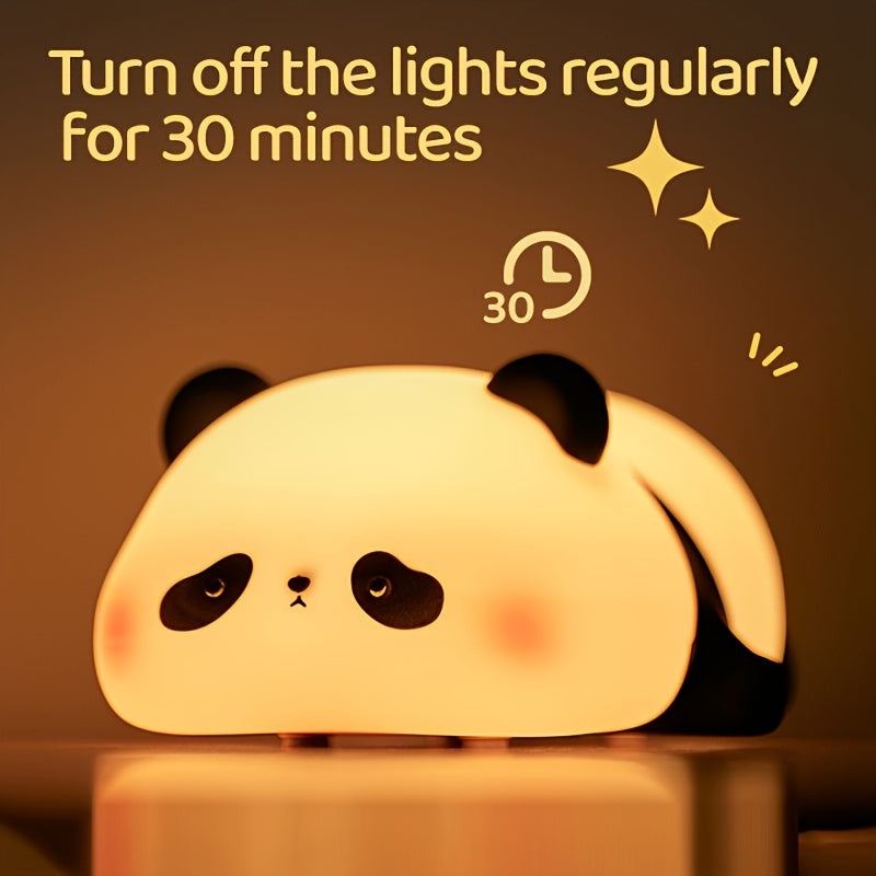 Pangda Panda Silicone Lamp Panda Patting Night Light Bedroom Bedhead Sleep Light USB Rechargeable Sensing Three level Brightness Timer Automatic Turn Off Friends Birthday Festival Gift Panda Lamp Smart Lighting
