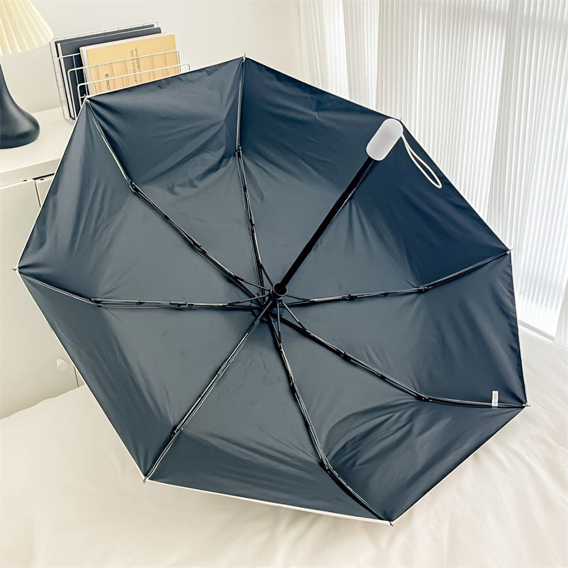 Stylish & Compact UV Protection Folding Umbrella - Cartoon Dinosaur Design, Sun & Rainproof, Manual Open, 8-Rib Durability, 190T Impact Cloth, Plastic Handle - Perfect for Students & Outdoor Activities