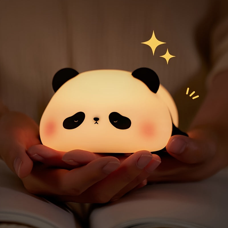 Pangda Panda Silicone Lamp Panda Patting Night Light Bedroom Bedhead Sleep Light USB Rechargeable Sensing Three level Brightness Timer Automatic Turn Off Friends Birthday Festival Gift Panda Lamp Smart Lighting