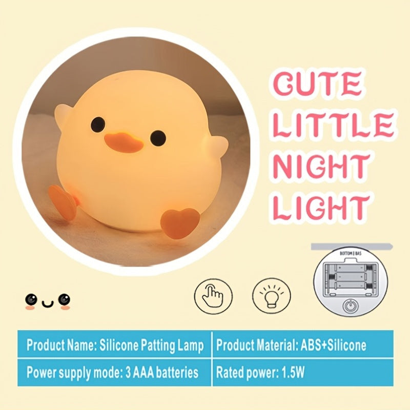 1pc Cute Duck-Shaped Table Lamp, Geometric Pattern, White Matte Finish, Battery Powered, Switch-included, Plastic Shade, G13 Bulb Base, ≤36V, Eye-Caring Bedside Reading & Nursery Night Light, Ideal Birthday Gift