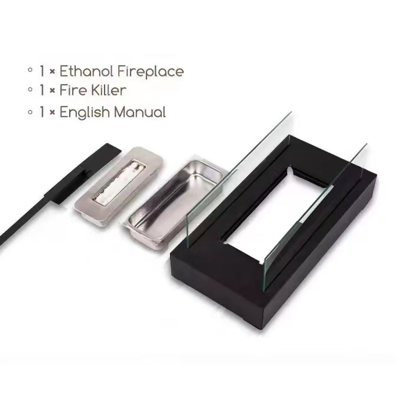 Black Metal Fireplace Black Metal Rectangular Tabletop Fireplace - Elegant Sleek No Electricity Needed Indoor & Outdoor Use, Perfect for Cozy Ambiance, Fireplace Decor
