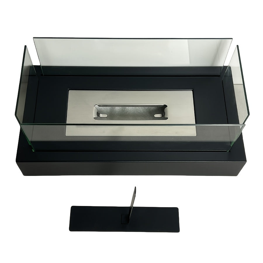 Real Fire, Glass Top, Autumn Winter Four-Piece Rectangular Glass Top Real Fire Alcohol Fireplace Heater - Indoor and Outdoor Use in Autumn and Winter