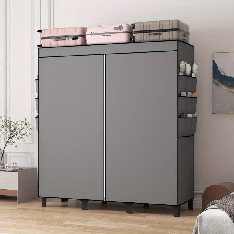 Spacious Portable Closet for Bedroom - Sturdy Grey Wardrobe with 3 Hanging Rods, 6 Storage Shelves & Side Pockets, 51\