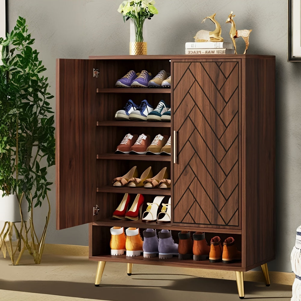 Large Capacity 6-shelf Shoe Cabinet With Adjustable Shelves For 24 Pairs Of Shoes, 6-shelf Shoe Cabinet