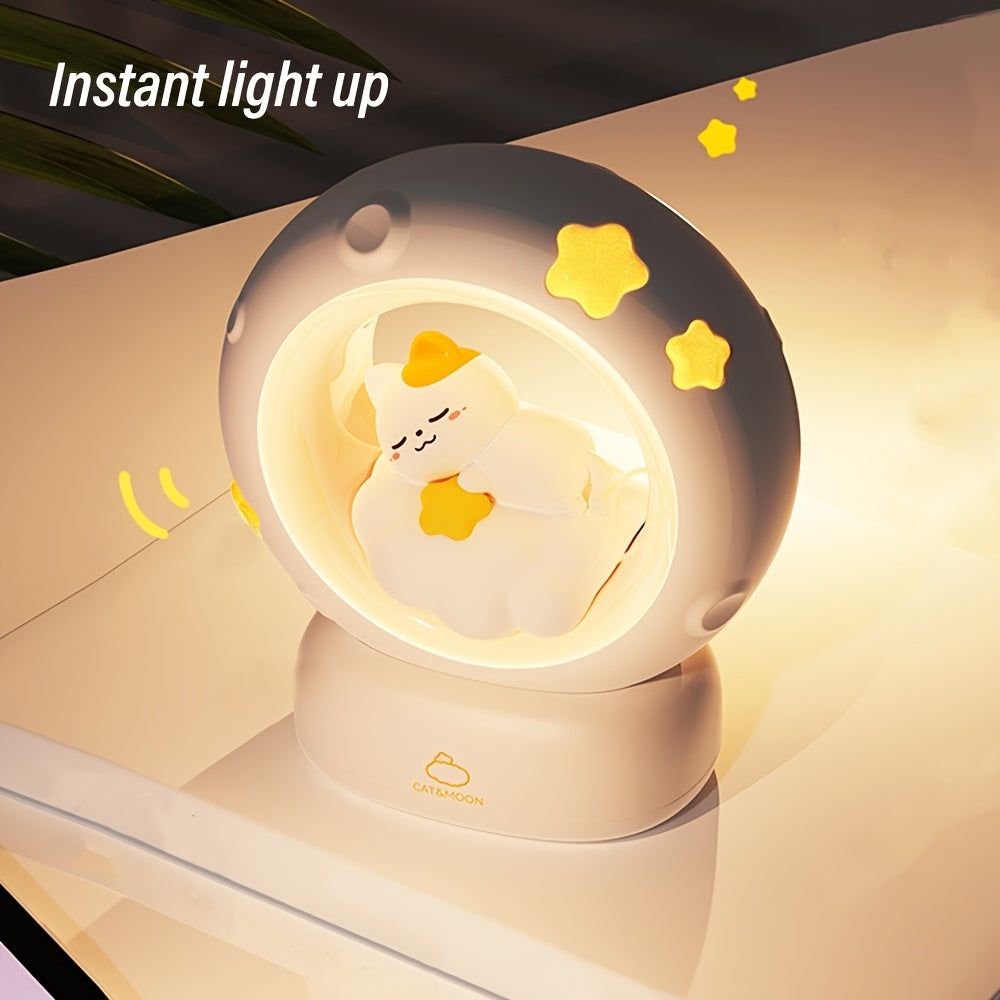 1pc LiHangStar Sleeping Cat Night Light, USB Rechargeable Dimmable LED Table Lamp, 3-Level Brightness Adjustable, Indoor Companion Sleeping Lamp for Bedroom & Living Room, ABS Plastic, Cord Included