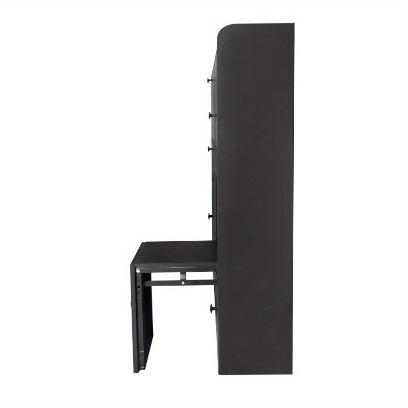 3-Drawer Shoe Cabinet with Pull-Down Seat - Freestanding Entryway Organizer, Durable Plastic Storage for Hallway, Black Modern Design, Shoe Storage Organizer