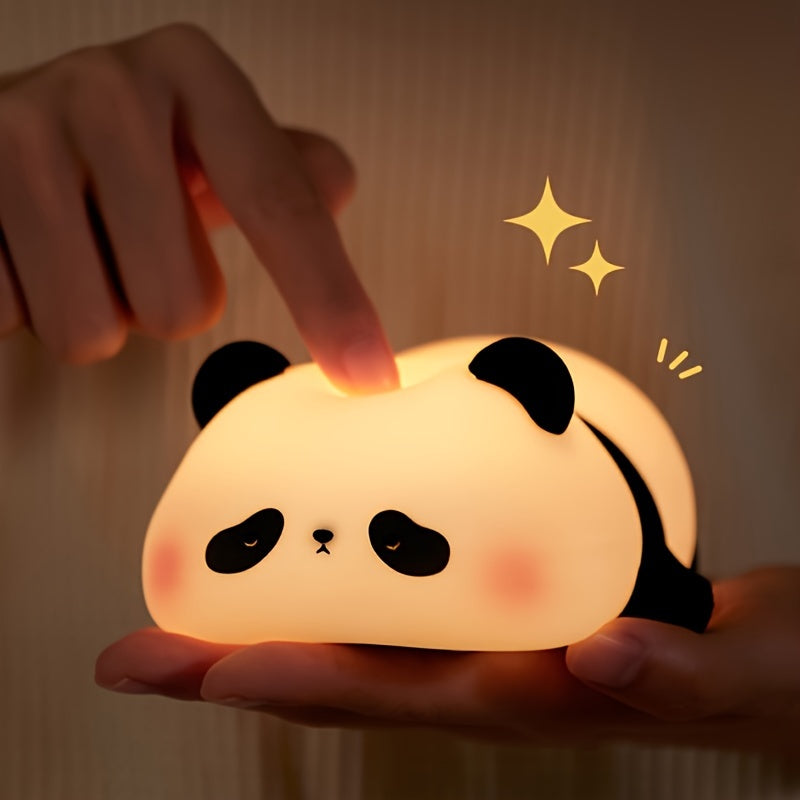 Pangda Panda Silicone Lamp Panda Patting Night Light Bedroom Bedhead Sleep Light USB Rechargeable Sensing Three level Brightness Timer Automatic Turn Off Friends Birthday Festival Gift Panda Lamp Smart Lighting
