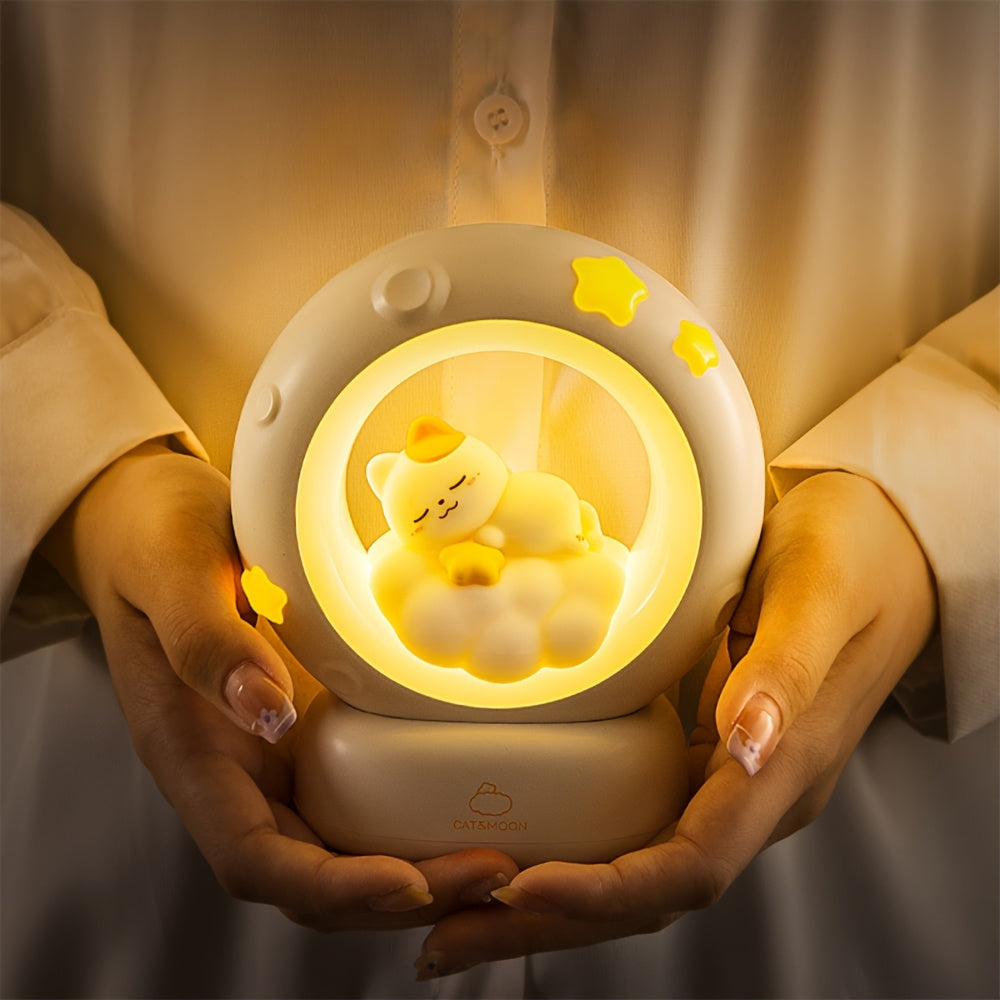 1pc LiHangStar Sleeping Cat Night Light, USB Rechargeable Dimmable LED Table Lamp, 3-Level Brightness Adjustable, Indoor Companion Sleeping Lamp for Bedroom & Living Room, ABS Plastic, Cord Included