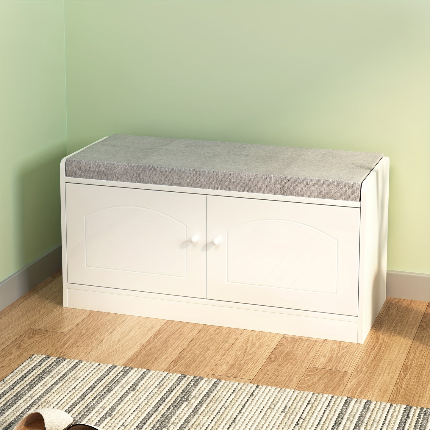 Simple Retro Wooden Shoe Cabinet - 1PC Seat and Stool Integrated, Shoe Changing Stool for Foyer Entrance