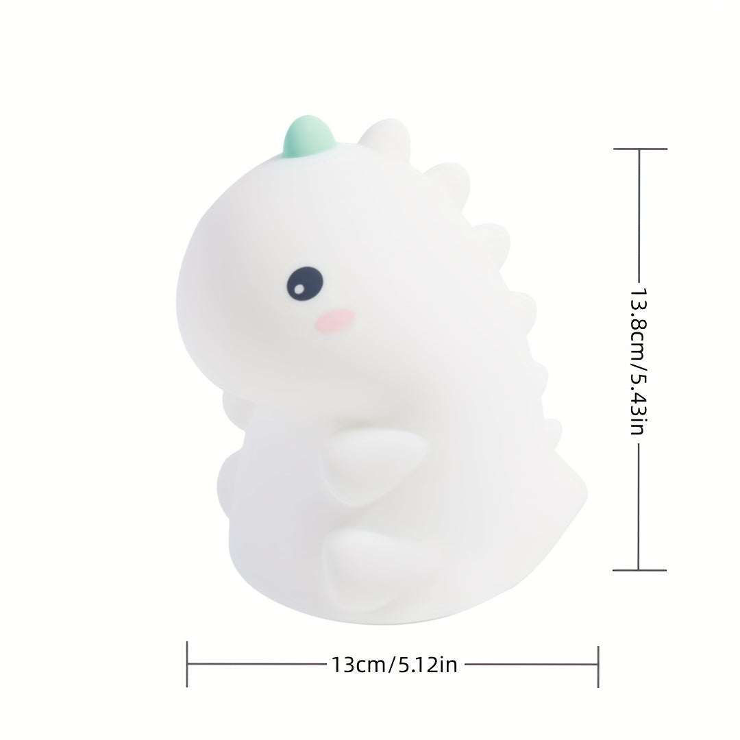 1pc 1200mAh intelligent pat sensor timed dinosaur silicone night light with USB data cable rechargeable cute little dinosaur pat light three-level brightness bedroom bedside lamp desktop reading friend birthday holiday gift