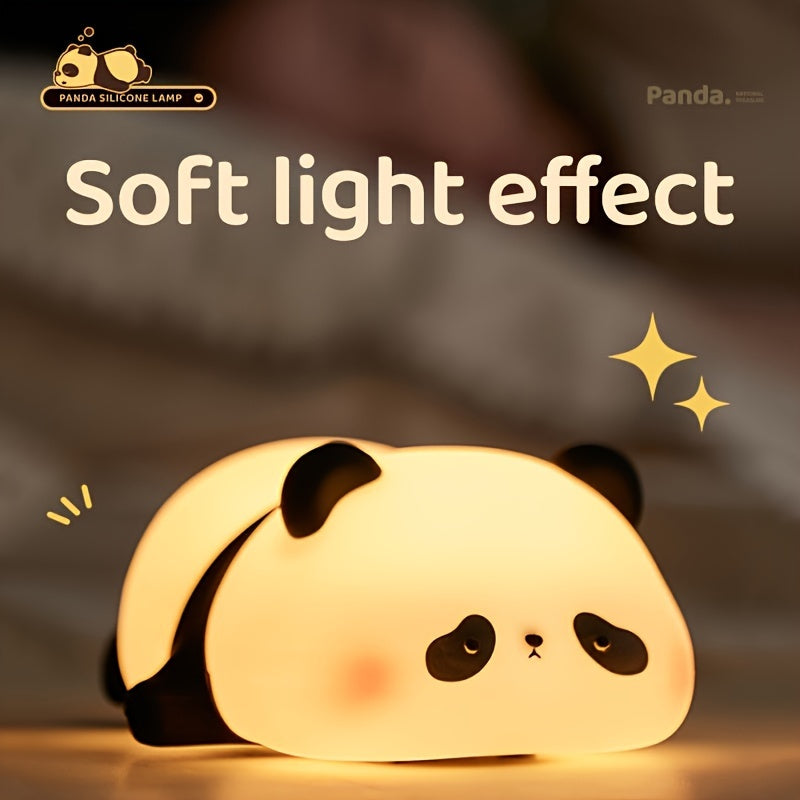 Pangda Panda Silicone Lamp Panda Patting Night Light Bedroom Bedhead Sleep Light USB Rechargeable Sensing Three level Brightness Timer Automatic Turn Off Friends Birthday Festival Gift Panda Lamp Smart Lighting