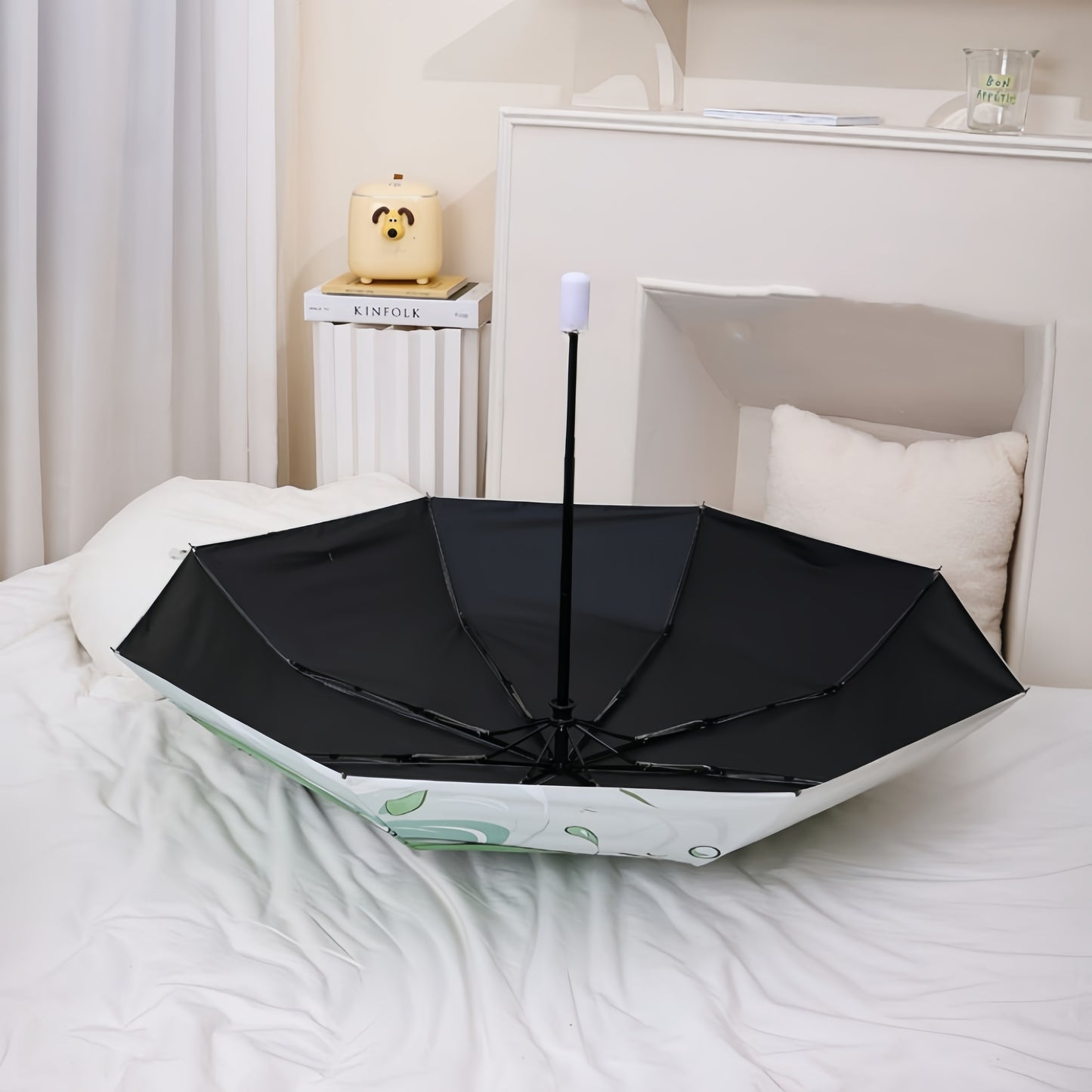 Cute Cartoon Panda Umbrella - Unique Folding Design, Black Vinyl Sun Protection, Windproof & Durable, Ideal for Outdoor Travel, Manual Open, 8-Rib Structure, Travel Umbrella | Stylish Sunshade | Vinyl Canopy