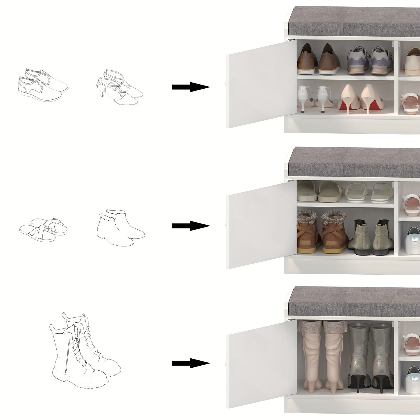 Simple Retro Wooden Shoe Cabinet - 1PC Seat and Stool Integrated, Shoe Changing Stool for Foyer Entrance