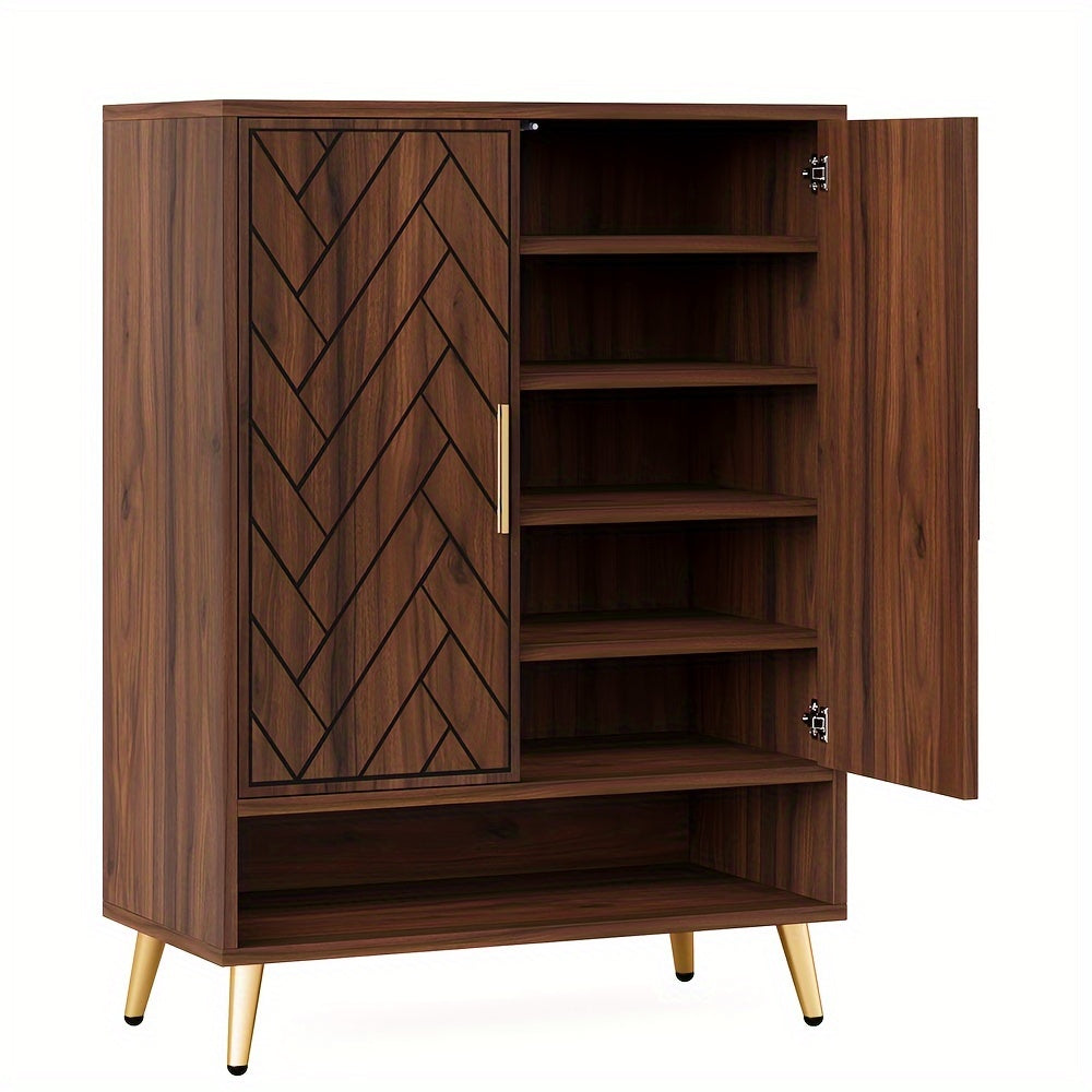 Large Capacity 6-shelf Shoe Cabinet With Adjustable Shelves For 24 Pairs Of Shoes, 6-shelf Shoe Cabinet
