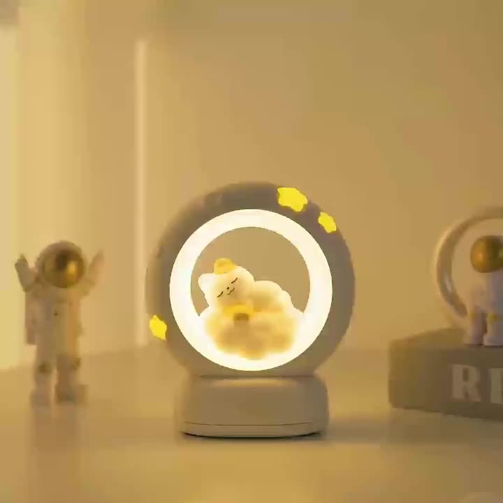 1pc LiHangStar Sleeping Cat Night Light, USB Rechargeable Dimmable LED Table Lamp, 3-Level Brightness Adjustable, Indoor Companion Sleeping Lamp for Bedroom & Living Room, ABS Plastic, Cord Included