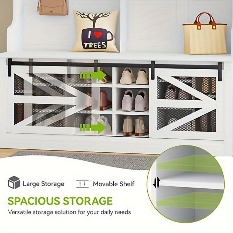Idyllic Multifunctional Hallway Organizer with Coat Rack, Bench, and Shoe Cabinet