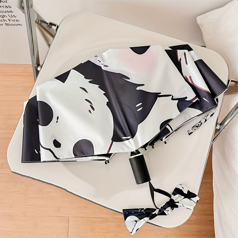 Chic Panda-Themed UV Protection Umbrella - Durable, Foldable & Waterproof for Sun and Rain