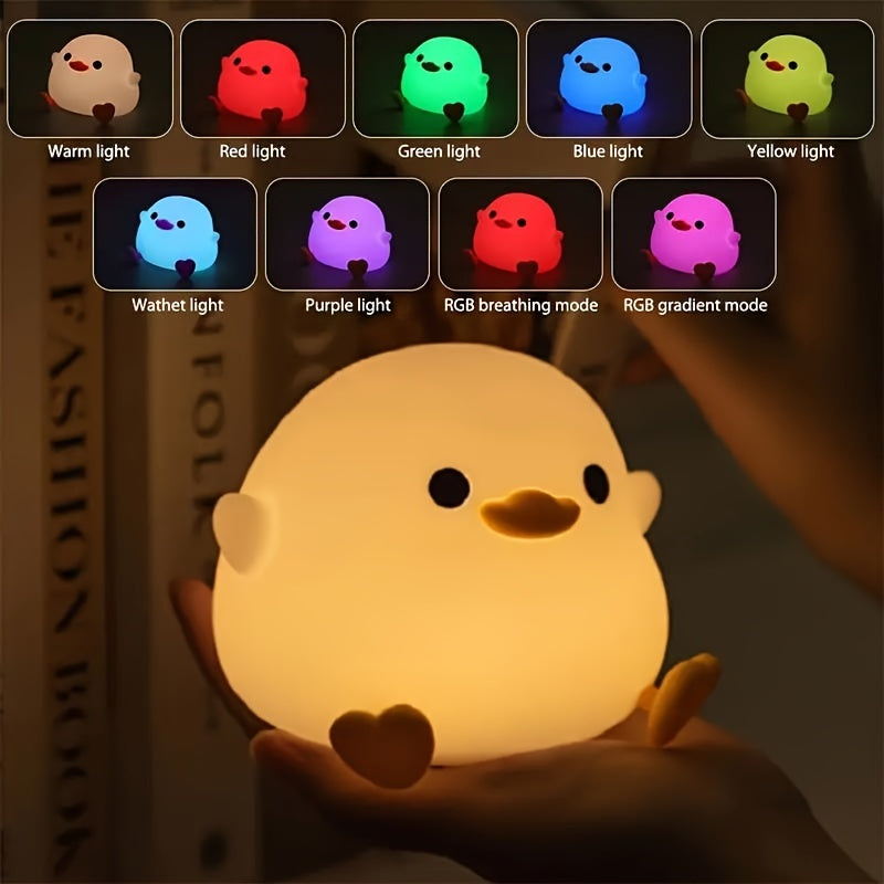 1pc Cute Duck-Shaped Table Lamp, Geometric Pattern, White Matte Finish, Battery Powered, Switch-included, Plastic Shade, G13 Bulb Base, ≤36V, Eye-Caring Bedside Reading & Nursery Night Light, Ideal Birthday Gift