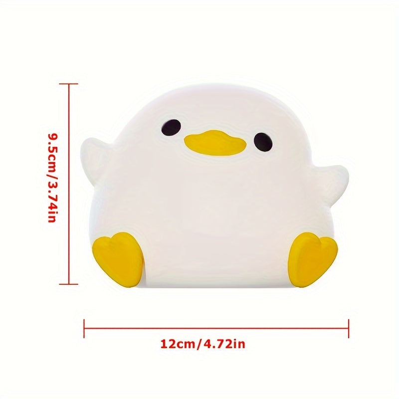 1pc Cute Duck-Shaped Table Lamp, Geometric Pattern, White Matte Finish, Battery Powered, Switch-included, Plastic Shade, G13 Bulb Base, ≤36V, Eye-Caring Bedside Reading & Nursery Night Light, Ideal Birthday Gift