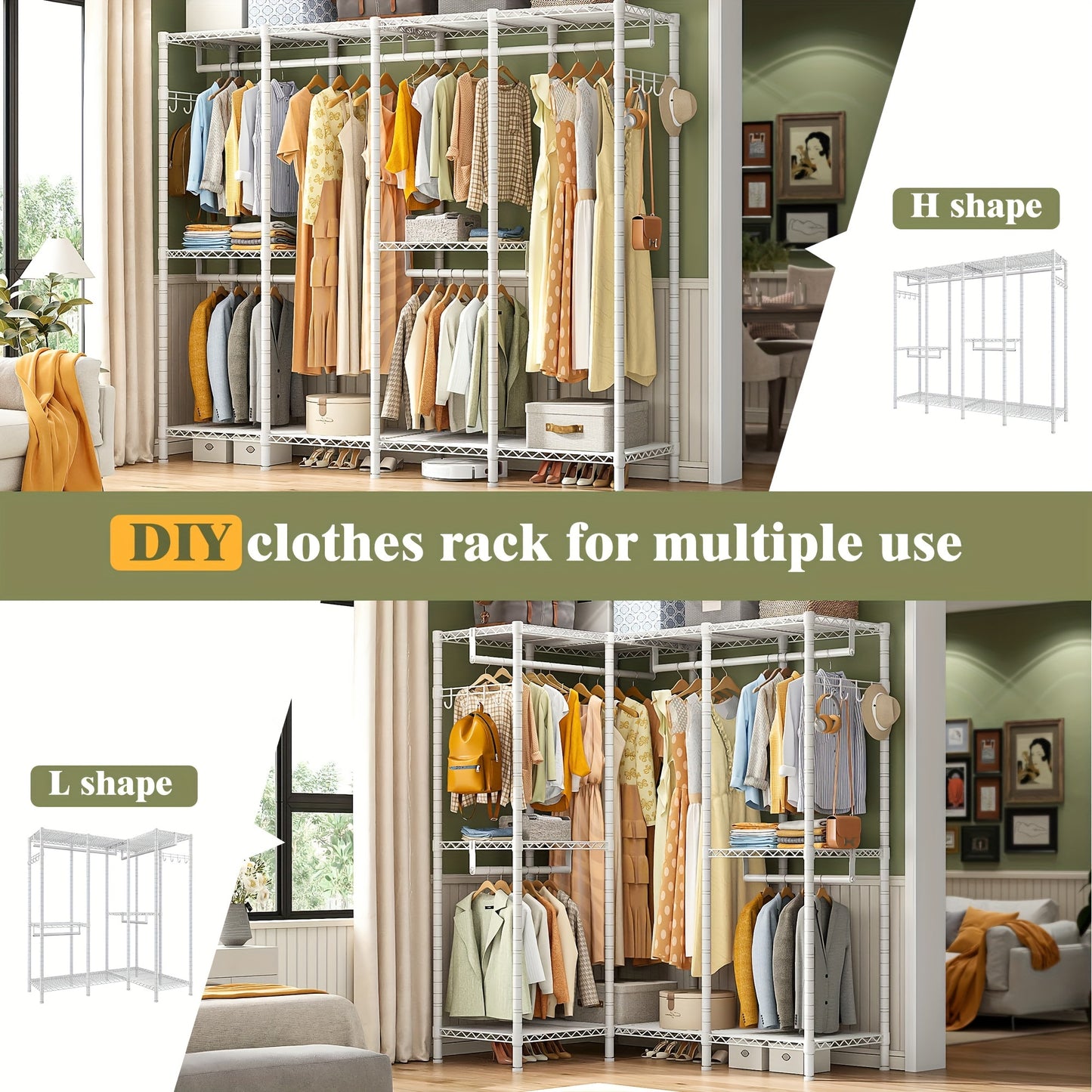 Easter Bonus, Clothes Rack, Clothing Rack Heavy Duty Clothing Racks For Hanging Clothes 910LBS, Metal Garment Rack Heavy Duty Clothes Rack Freestanding Wardrobe Closet Rack, 75\