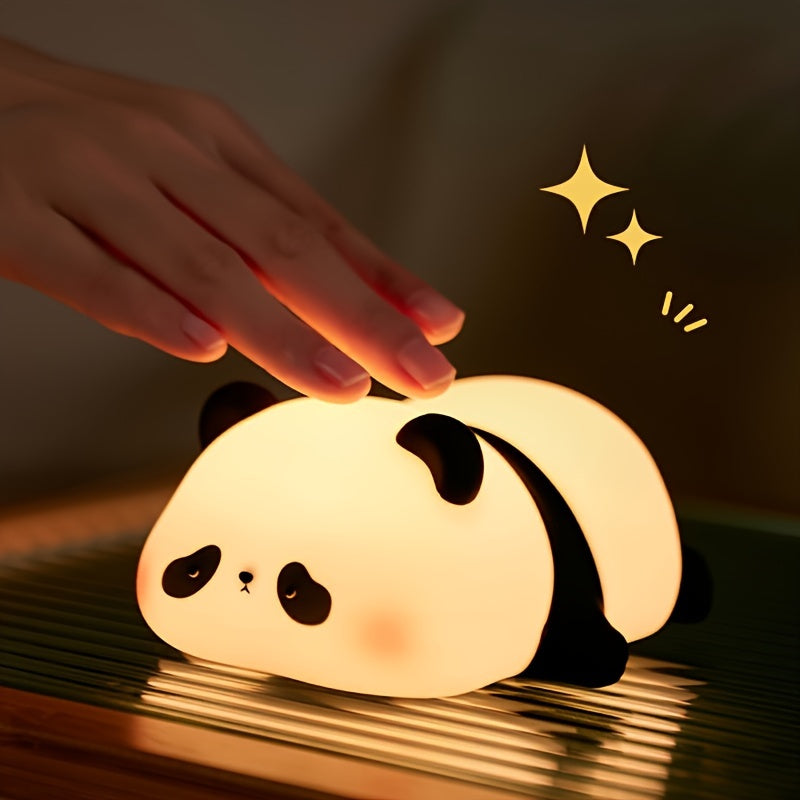 Pangda Panda Silicone Lamp Panda Patting Night Light Bedroom Bedhead Sleep Light USB Rechargeable Sensing Three level Brightness Timer Automatic Turn Off Friends Birthday Festival Gift Panda Lamp Smart Lighting