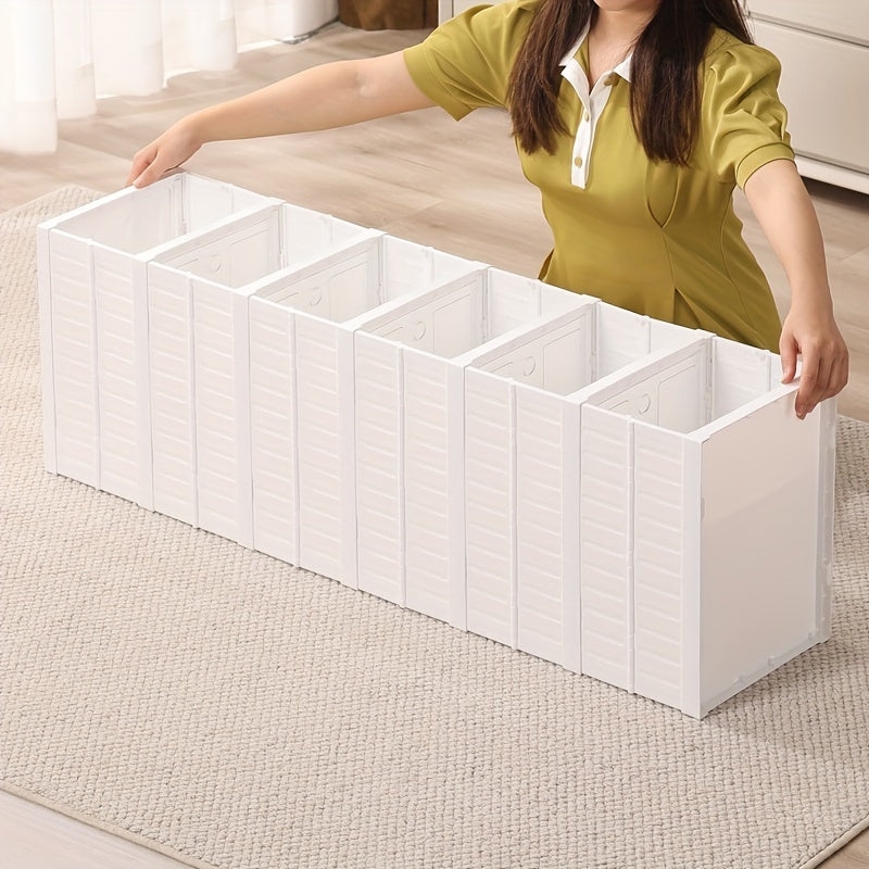 1pc 6-Layer Stackable Folding Shoe Box - Easy No-Install, Space-Saving Sneaker Organizer for Men & Women - Durable White Plastic Storage Cabinet with Transparent Doors for Home Entryway, Shoe Storage Organizer