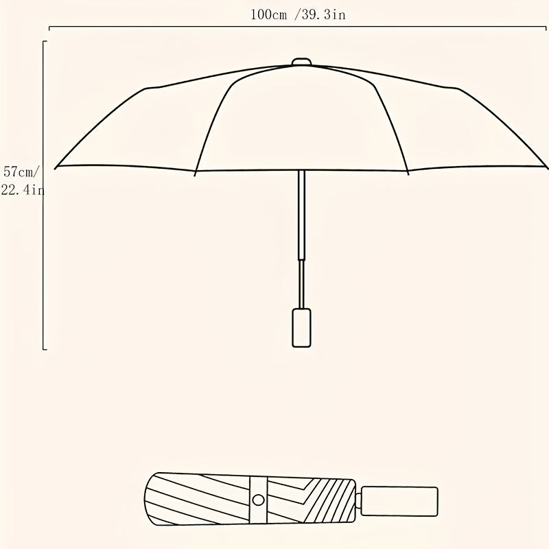 1pc Cute Cartoon Cat Print Automatic Umbrella - Black & White, UV Protection, Rain or Shine Dual-Use, Durable 210T Canopy, Reinforced Iron Frame, Easy Open\u002FClose Button
