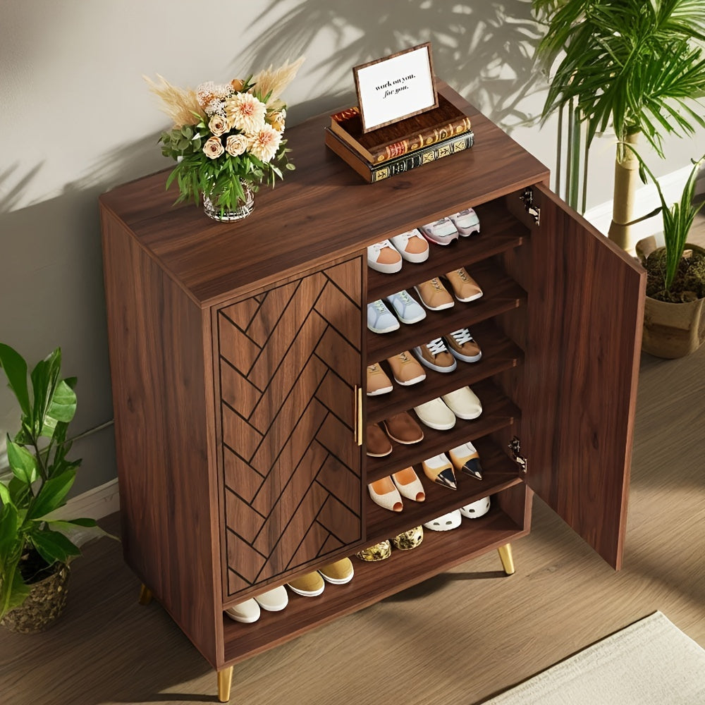 Large Capacity 6-shelf Shoe Cabinet With Adjustable Shelves For 24 Pairs Of Shoes, 6-shelf Shoe Cabinet
