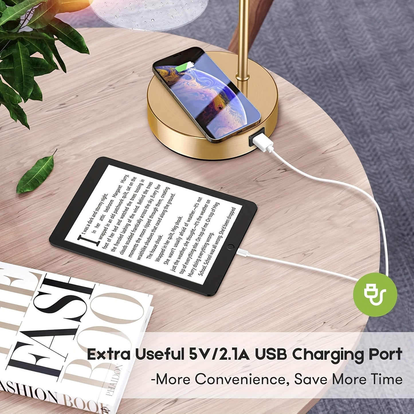 Bosceos Set Of 2 Charging Industrial Table Lamps 3-Way Touch Control Dimmable Desk Lamp with USB Ports Bedside Lamp with Hanging Seeded Glass Shade for Office Bedroom Living Room, Bulbs Included