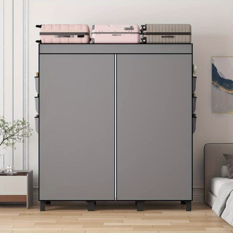 Spacious Portable Closet for Bedroom - Sturdy Grey Wardrobe with 3 Hanging Rods, 6 Storage Shelves & Side Pockets, 51\