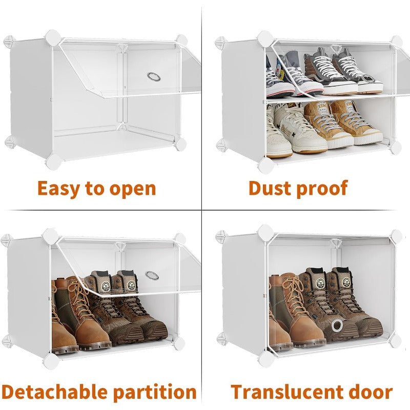 VIPZONE 10-Tier Narrow Shoe Rack20 Pairs Tall Shoe Cabinet Storage Vertical Shoe Organizer for Closet Entryway Hallway Bedroom Shoe Storage with Door Plastic Shoe Shelves White