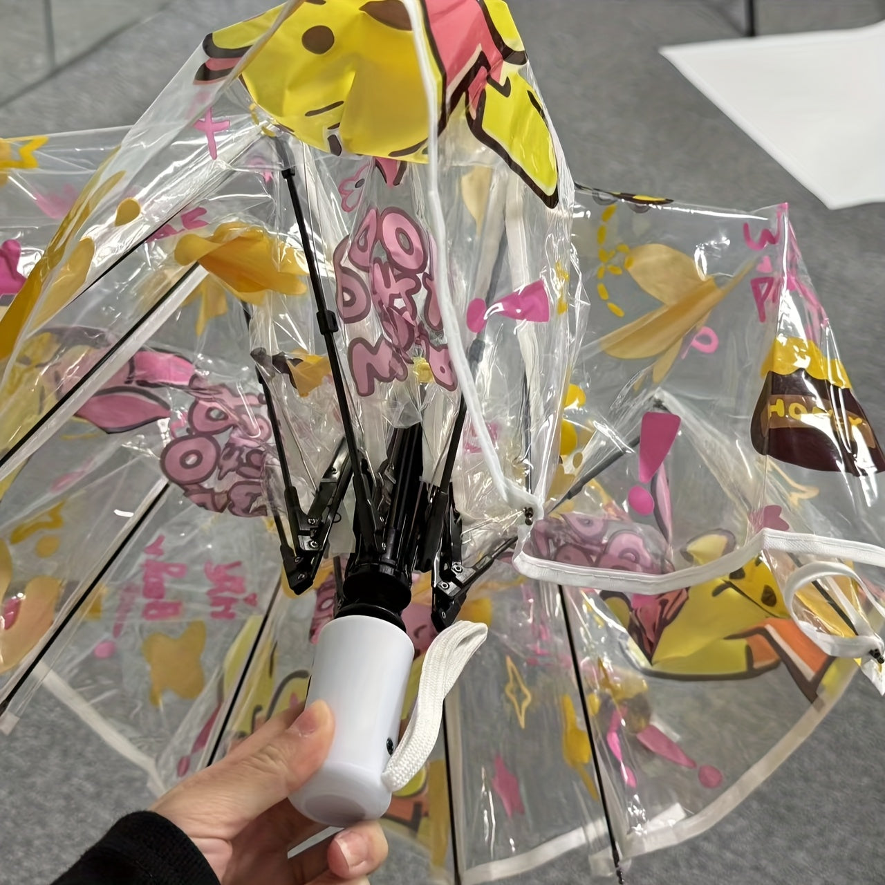 1pc Disney Winnie The Pooh Transparent Folding Umbrella, Automatic Handheld Outdoor Accessory for Camping, Hiking, Travel - Perfect for Birthday, Party Gifts