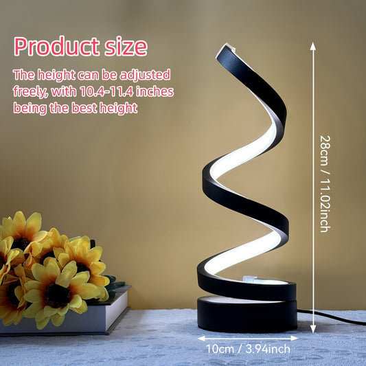 Bedside Table Lamp Set of 2 for Bedroom - Three-way Dimmable Touch Light with USB C Charging Port and AC Outlet, Modern Simple Adjustable Spiral Desk Lamp Suitable for Living Room, Study