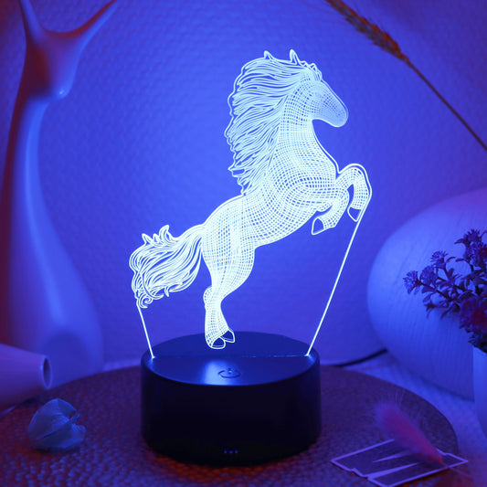 1pc Touch-Controlled Seven-Color Jumping Horse 3D Night Light - Creative Desktop Decoration, Bedroom Atmosphere Table Lamp with Plug-in Function