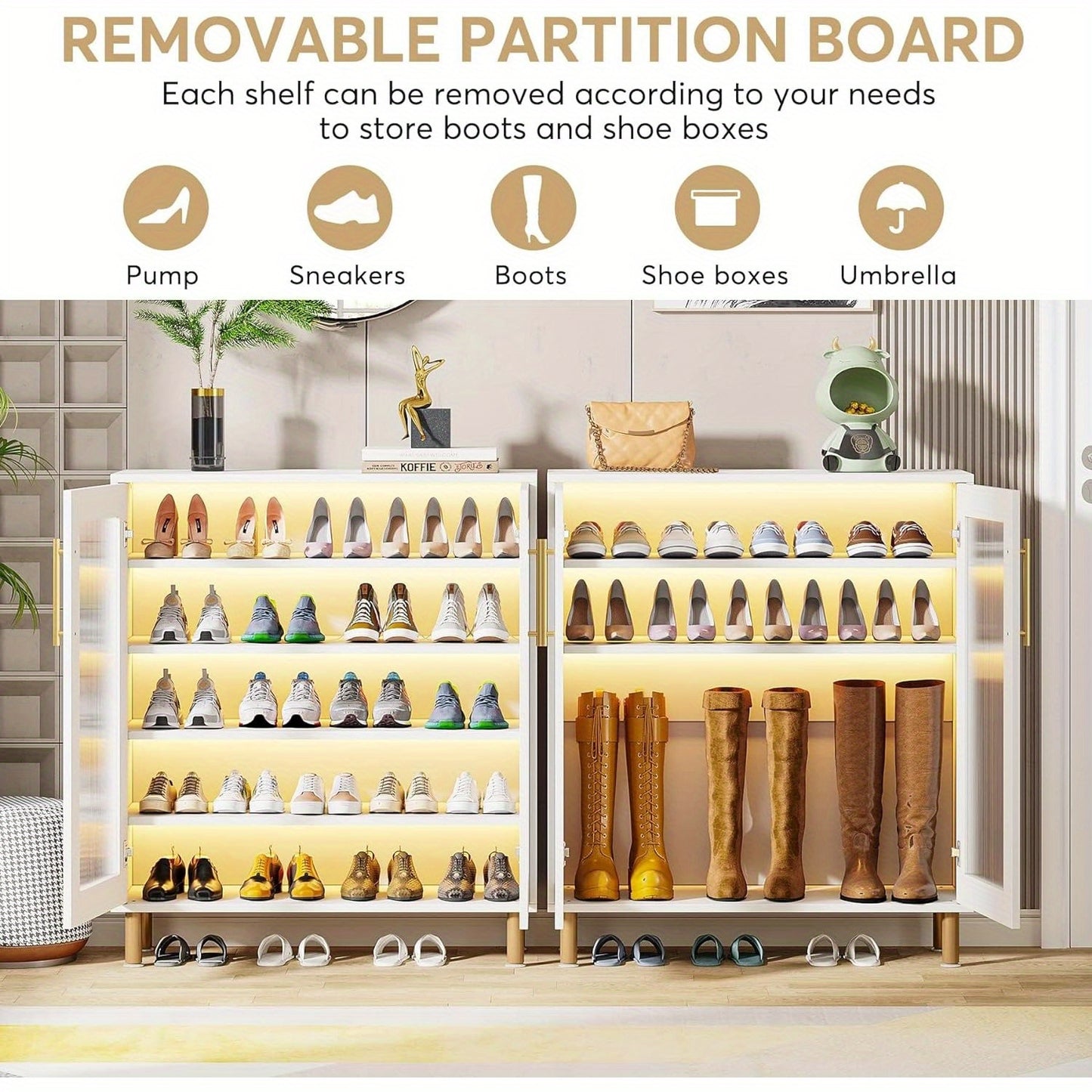 Shoe Cabinet With 5-Tier Adjustable Shelves, 24 Pairs Entryway Shoe Organizer Storage Rack With Acrylic Doors For Narrow Closet, Hallway, Living Room, Display Case Display Cabinet, Unique Design, Easy Assembly