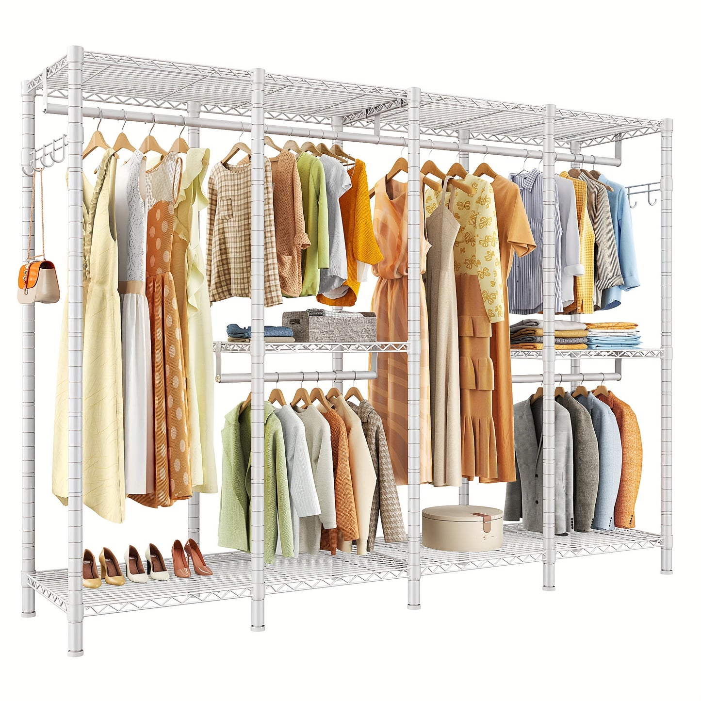 Easter Bonus, Clothes Rack, Clothing Rack Heavy Duty Clothing Racks For Hanging Clothes 910LBS, Metal Garment Rack Heavy Duty Clothes Rack Freestanding Wardrobe Closet Rack, 75\