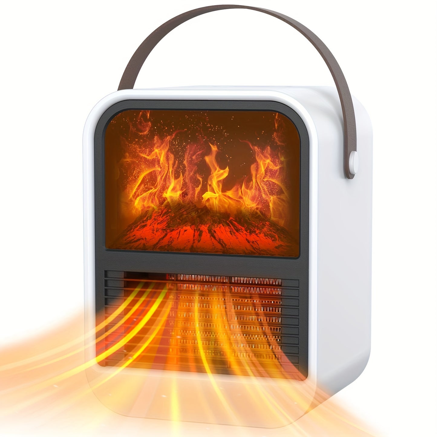 1000W Fast Electric Fireplace Heater Electric Fireplace Heater with Overheat Protection, 3D Flame Effect, Fast PTC Heating, Dual Mode 650W\u002F1000W, Square Plastic Portable Desktop Heater with US Plug, 110V for Bedroom Bathroom Office