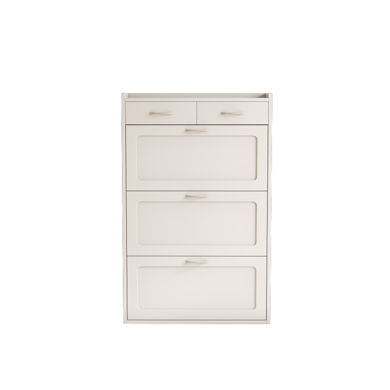 31.49 Inches of White Solid Wood Shoe Cabinet Three-Layer Flip Bucket Shoe Storage Cabinet Simple And Generous for a Variety of Home Style White Solid Wood Shoe Cabinet