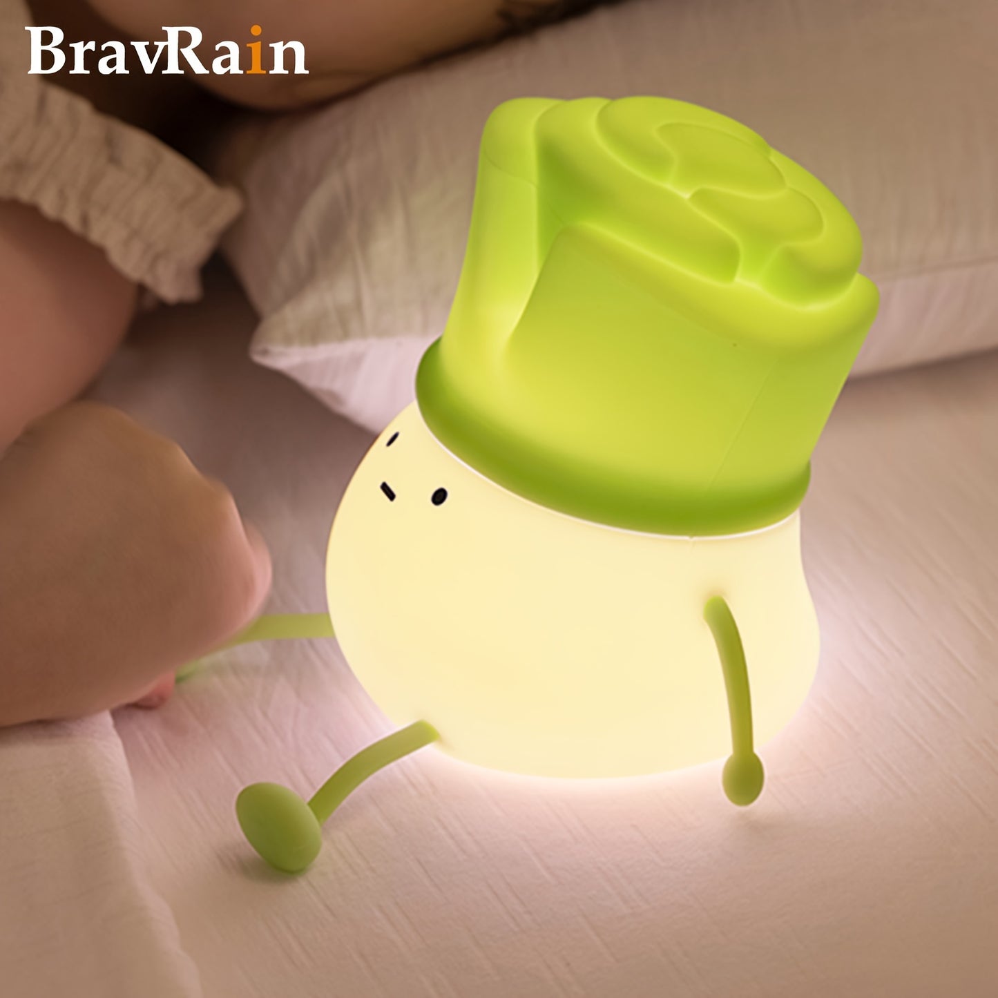 1pc Cute Leek Head Tap Night Light - Silicone, 3-Levels Dimmable, Timed Bedside Lamp with LED Light