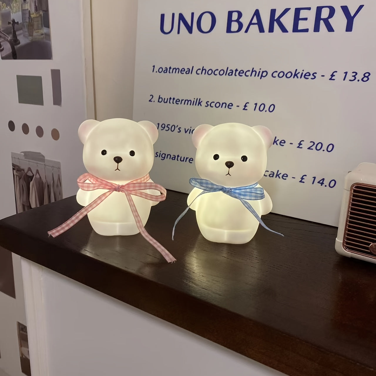 1pc Cute Bear-Shaped Night Light 1pc Cute Bear-Shaped LED Night Light - Battery-Powered, Warm Glow Desk Lamp with Cartoon Design - Ideal for Bedroom, Living Room Decor & Perfect Spring Gift for Girlfriends, Classmates, Family