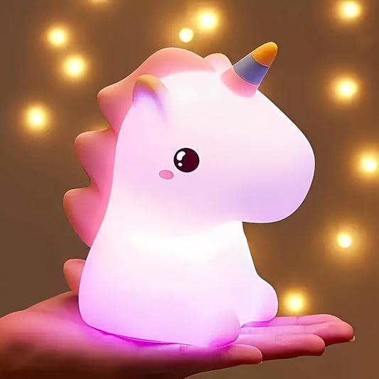 Cute Unicorn LED Night Light, Rechargeable USB Sleeping Lamp with Colorful Horn, Soft Glow for Bedroom Decor, Indoor Tabletop Ambiance Light, Perfect Party & Easter Gift, Indoor Lighting | Playful Design | Touch Control, Unicorn Decor