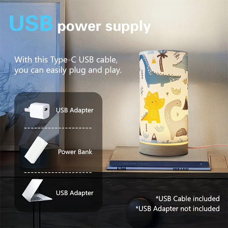 1pc Modern Creative Wooden Table Lamp, Warm Ambient Night Light, Eye-Comforting, USB Powered with Button Control, Ideal for Bedroom, Living Room - No Battery Required
