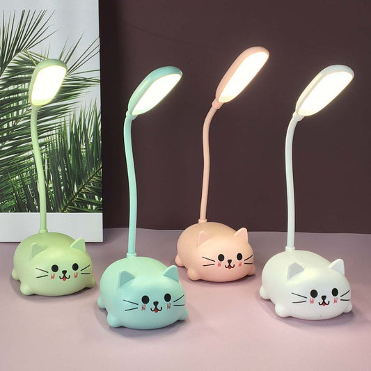 1pc Cute Cat LED Desk Lamp 1pc Cute Cartoon Cat LED Desk Lamp, Adjustable USB Rechargeable Table Light with Eye-Care Warm White Glow, Portable Animal Style Night Lamp for Study Room, Bedroom - Ideal Christmas Gift