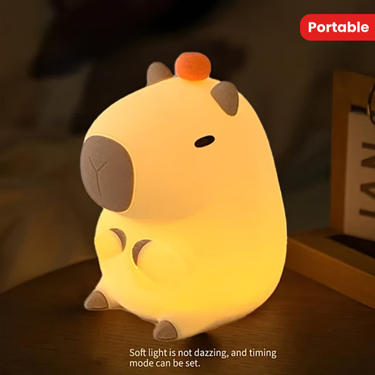 1200mAh USB Rechargeable Capybara Night Light Lamp with Touch Control, Timer Function, and Portable Plastic Shade - Ideal for Various Rooms, Perfect Gift (Pack of 1)
