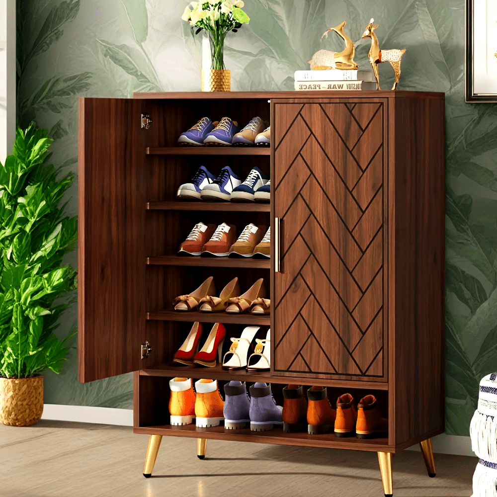 Large Capacity 6-shelf Shoe Cabinet With Adjustable Shelves For 24 Pairs Of Shoes, 6-shelf Shoe Cabinet
