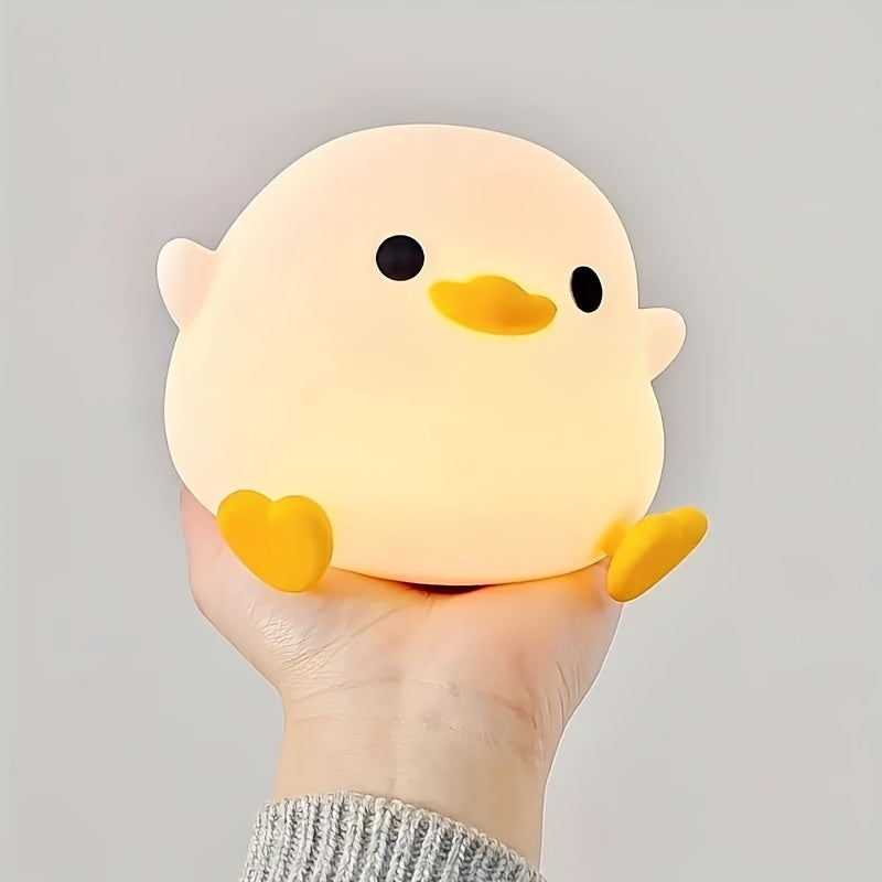 1pc Cute Duck-Shaped Table Lamp, Geometric Pattern, White Matte Finish, Battery Powered, Switch-included, Plastic Shade, G13 Bulb Base, ≤36V, Eye-Caring Bedside Reading & Nursery Night Light, Ideal Birthday Gift